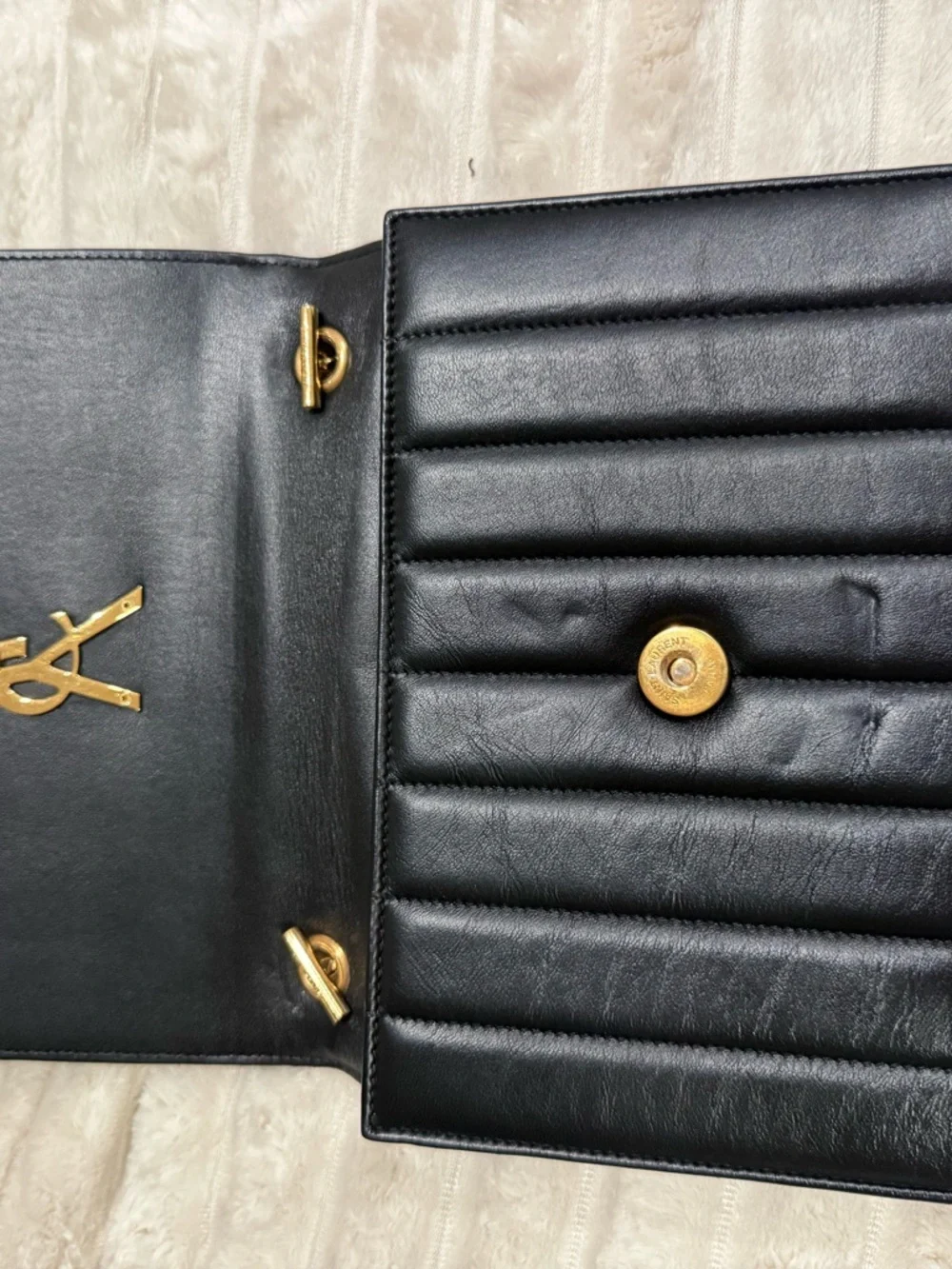 Saint Laurent Black Quilted Leather Shoulder Bag with Gold Hardware - Picture 6 of 7